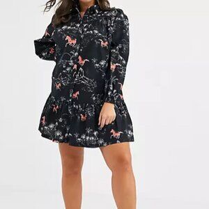 ASOS Curve Horse Print Mini Shirt Dress 26W